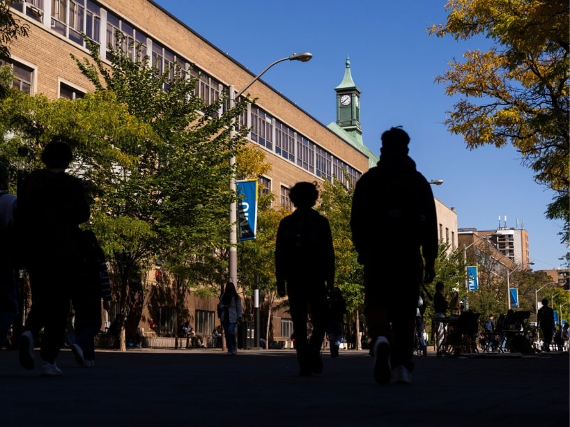 Students walk along Gould Street