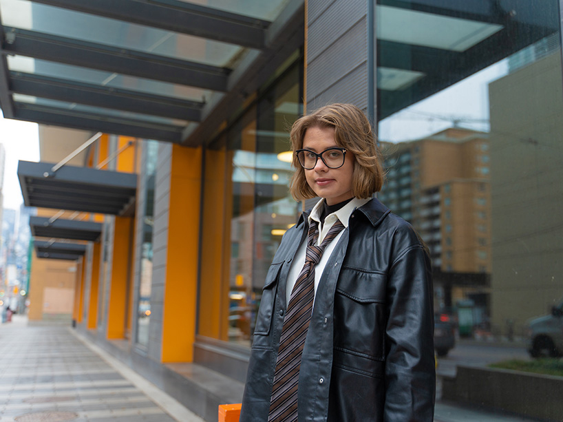 Nadiia Ponych wearing a black jacket.