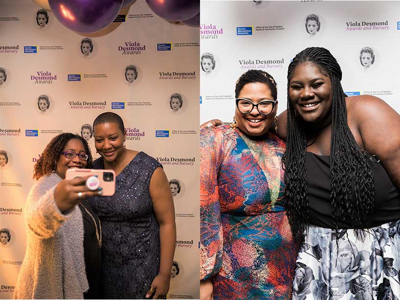 Nicole Waldron poses with Grace-Camille Munroe. Crystal Mark and Jeya Nkrumah.