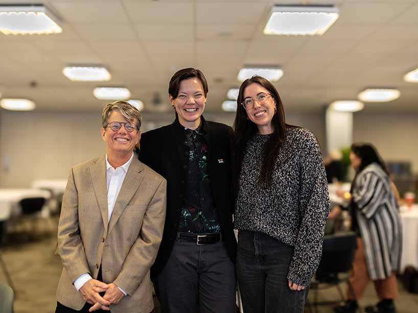 Jennifer Simpson stands with Rachel DiSaia and Brittany Szczyglowski