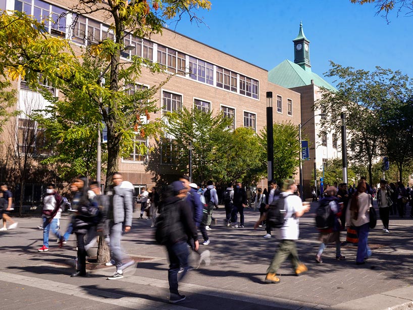 Students walking through the campus.