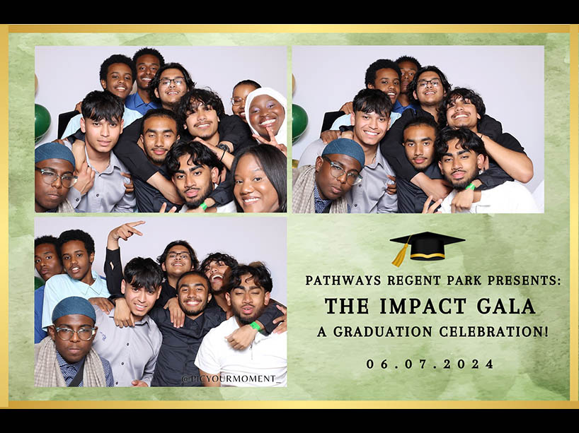 Photobooth picture of high school students from the Impact Gala.