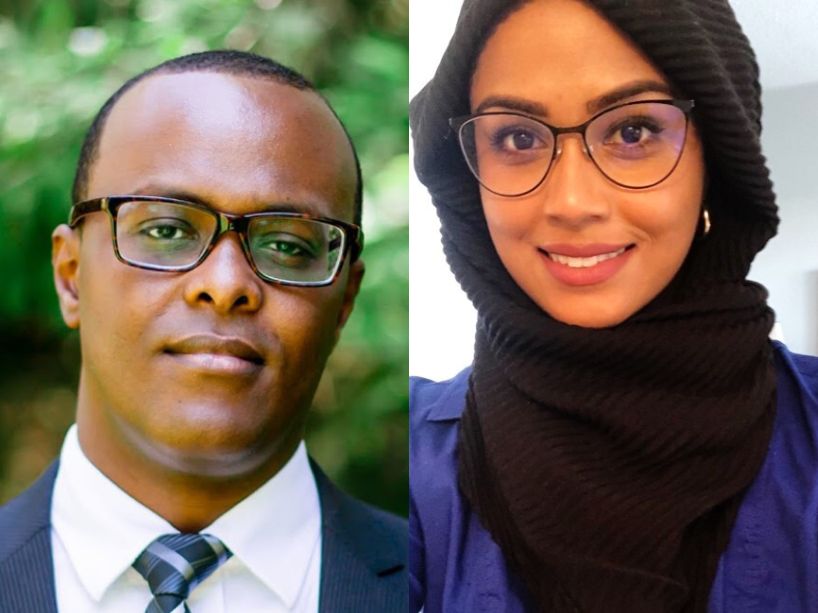 Mohamed Elmi (left), and Sanya Khan (right).