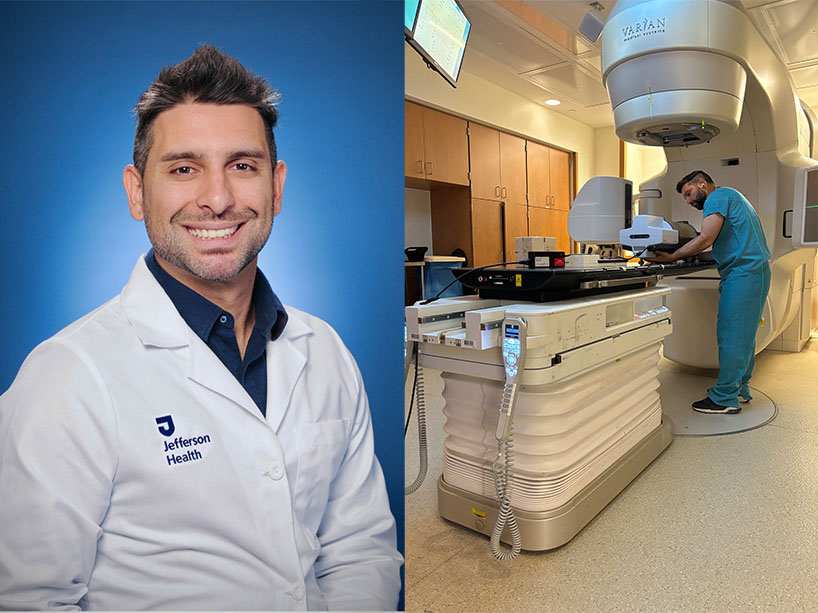 Dr. Aryan Safakish working with a linear accelerator