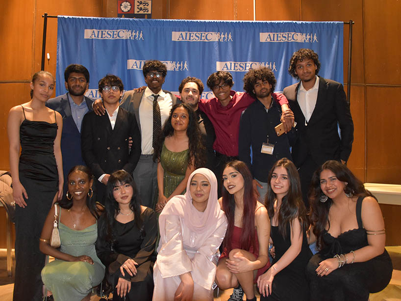 A group of students pose for a picture together.