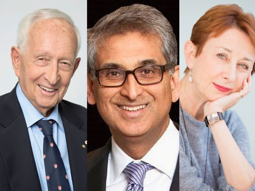 Stephen A. Jarislowsky, Nadir Mohamed and Mavis Staines.