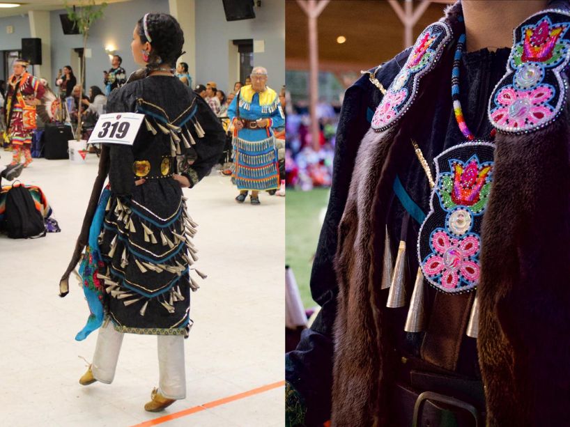 Alacea Yerxa in her jingle dress and traditional regalia