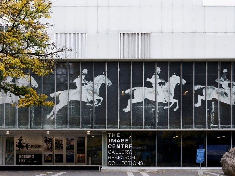 The Horse in Motion photographs are displayed on the outside of The Image Centre.