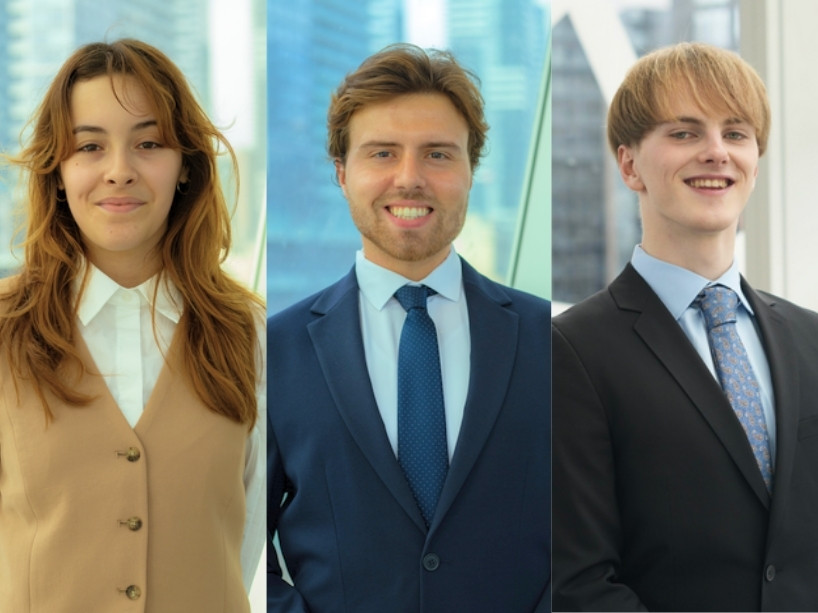 Faculty of Arts student Nicole De Las Casas and recent Faculty of Arts graduates Tyler Squibb and Aleksander Strazisa