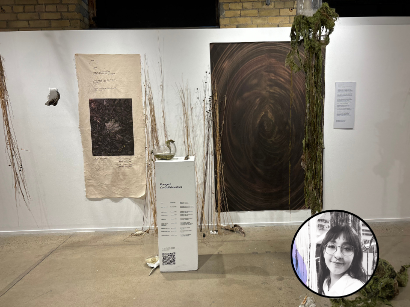 Overlay of circular headshot of Deanna Armenti on art project.