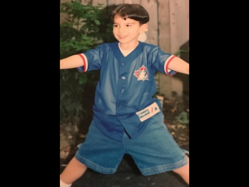 A childhood photo of Anthony Lucchese in a Toronto Blue Jays jersey. 