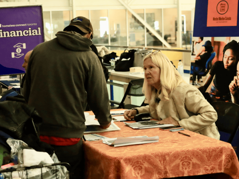 : Guest at service table.