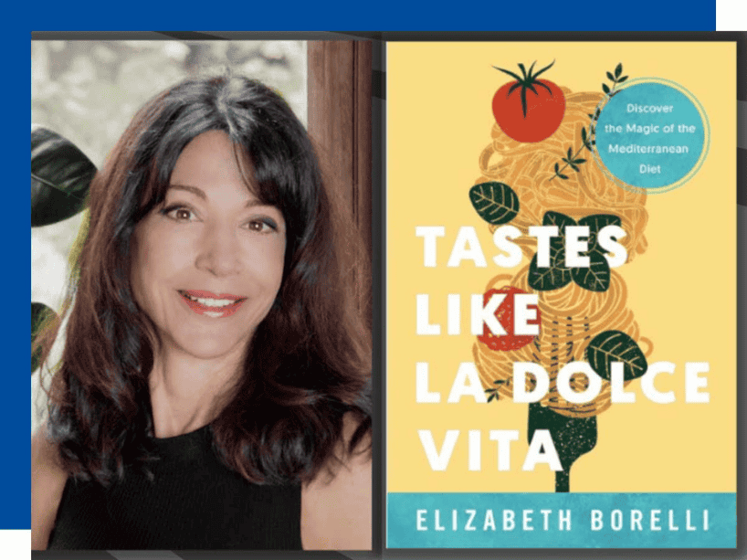 The event promotion with the book by Elizabeth Borelli.