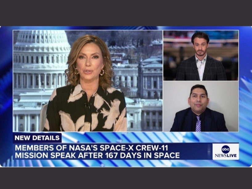 Screenshot of ABC News about the NASA press conference on the medical evacuation of the ISS.