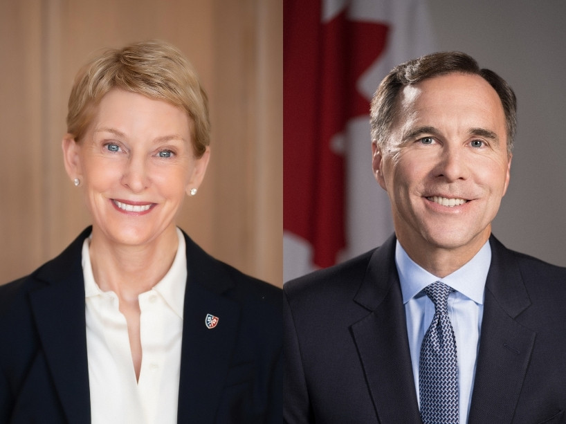 Nancy McCain and Bill Morneau.