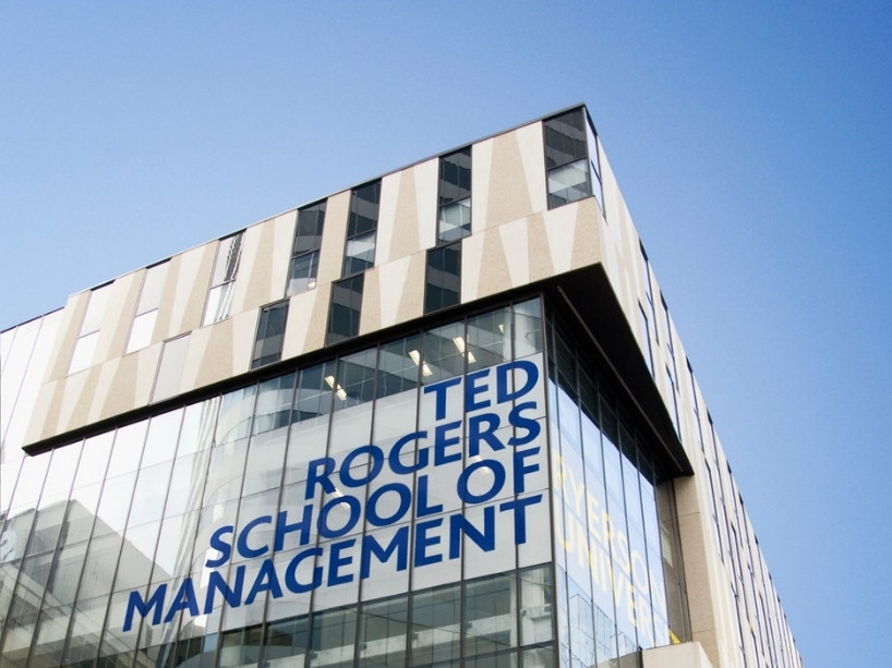 A wide shot of the Ted Rogers School of Management building.