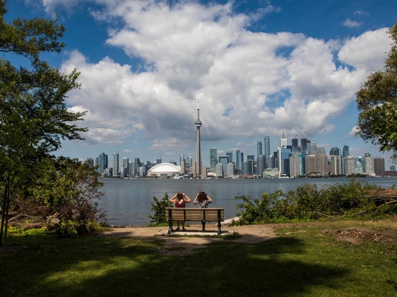 Toronto waterfront skyline.