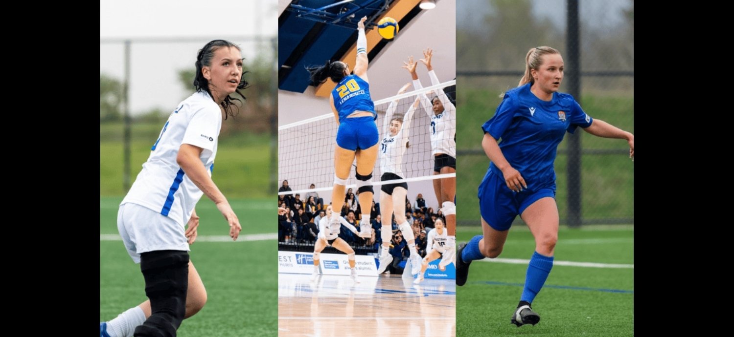 Collage of three athletes.