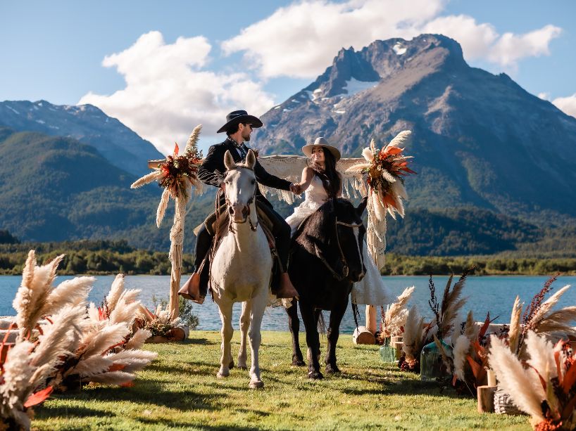 Couple posing on horses