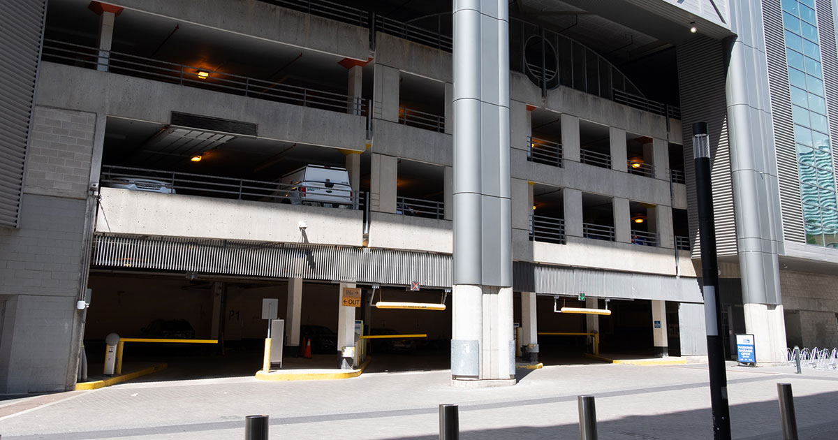 Parking entrance for the Victoria Street garage.