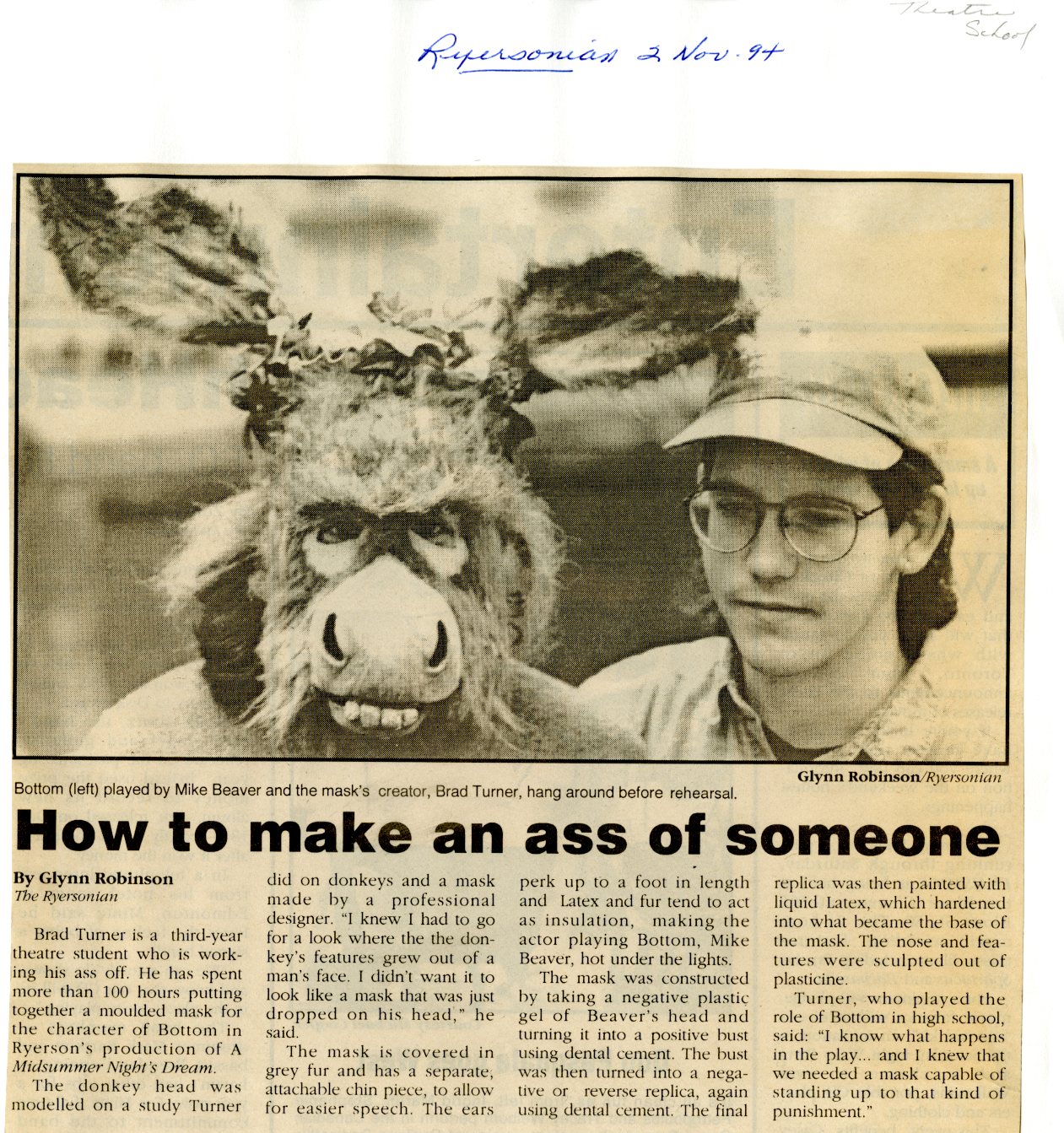 A newspaper clipping with the headline How to make an ass of someone