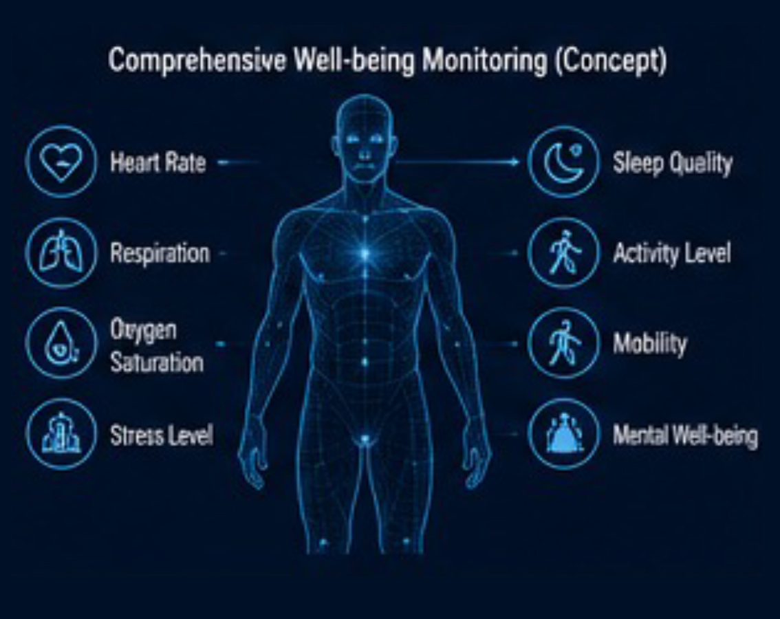 Multi-parameter monitoring for a holistic view of health and well-being. 