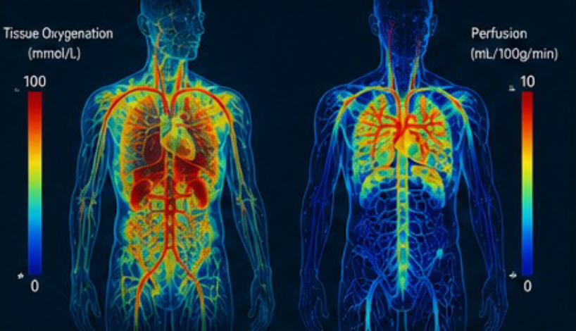 Simulation of tissue oxygenation and perfusion. 
