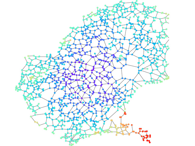 Colour represents calculated diffusion time on an endoplasmic reticulum structure extracted from live cell imaging