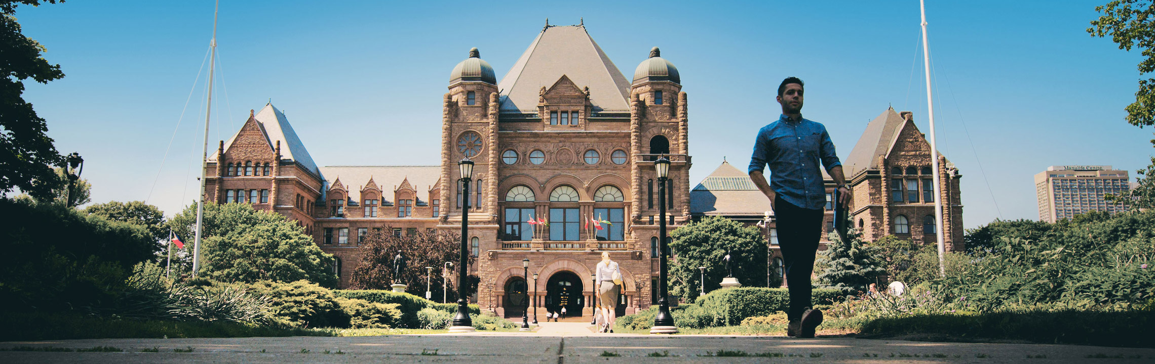 The Queen's Park Legislative Building on a sunny day. 