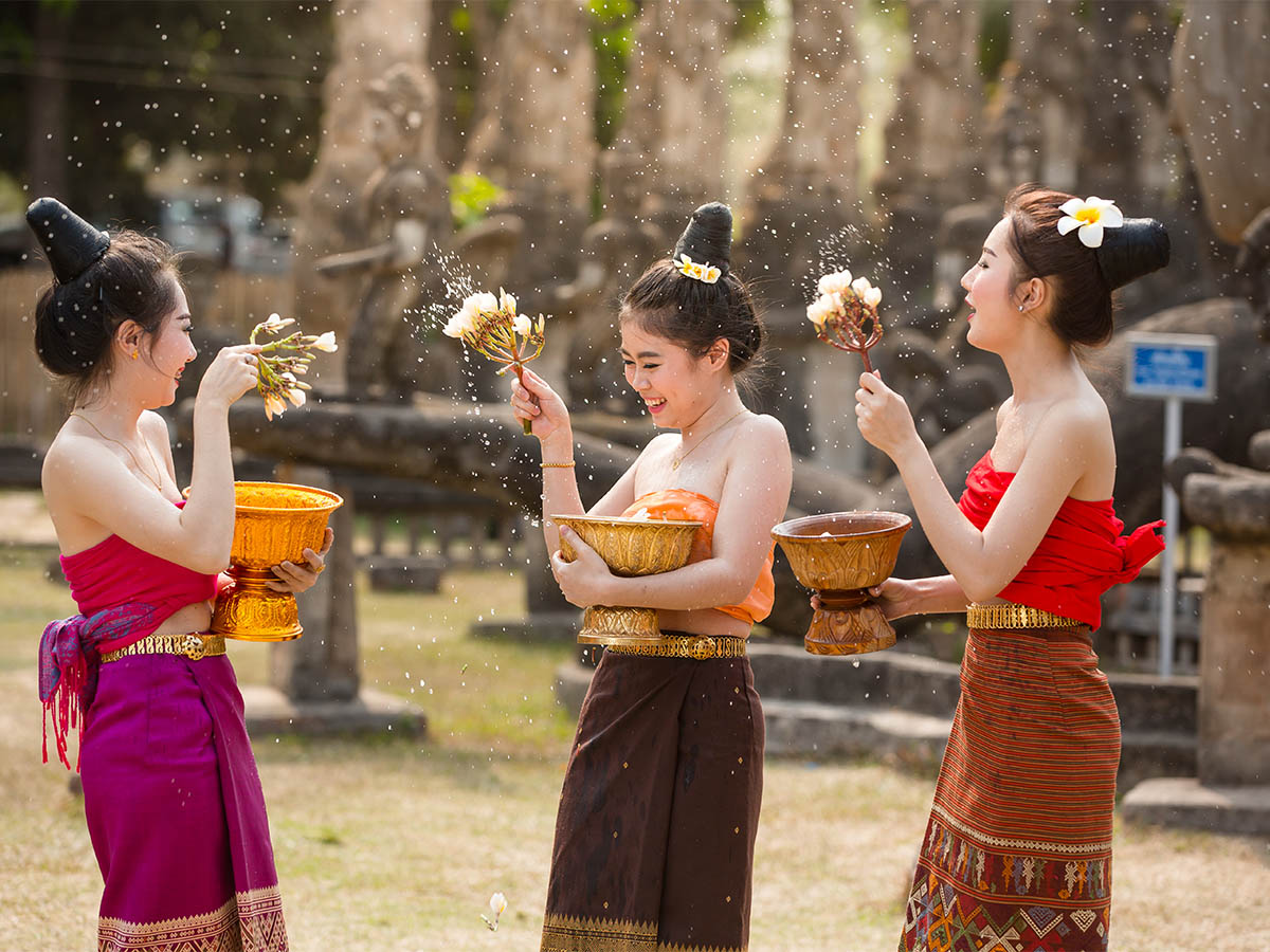 Three asian women socializing