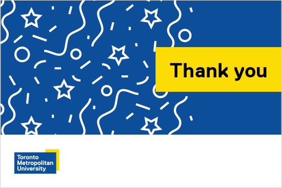 Thank you eCard with a dark blue background and white confetti. Link opens in an editable Google doc.
