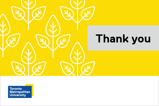 Thank you eCard with a yellow background and white leaves. Link opens in an editable Google doc.