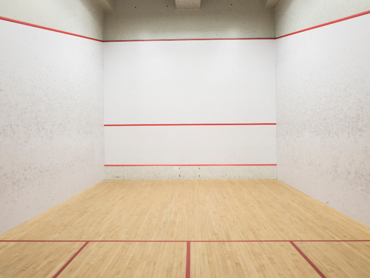 empty squash court at rac