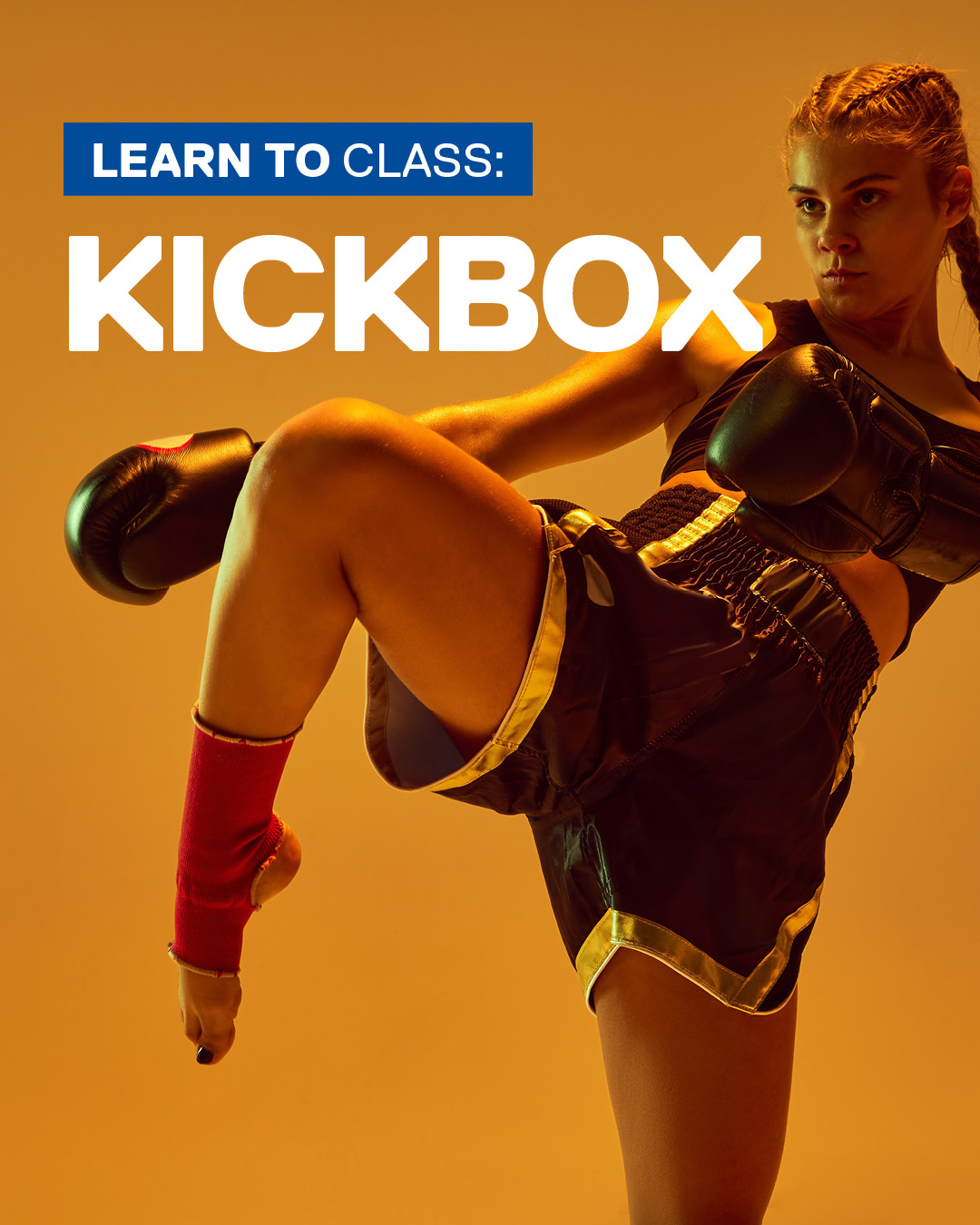 Female Kickboxer Performing a Front Kick