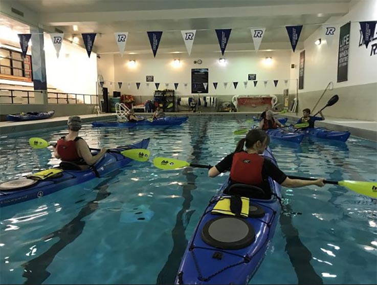 TMU Paddling club practicing in the RAC swimming pool.