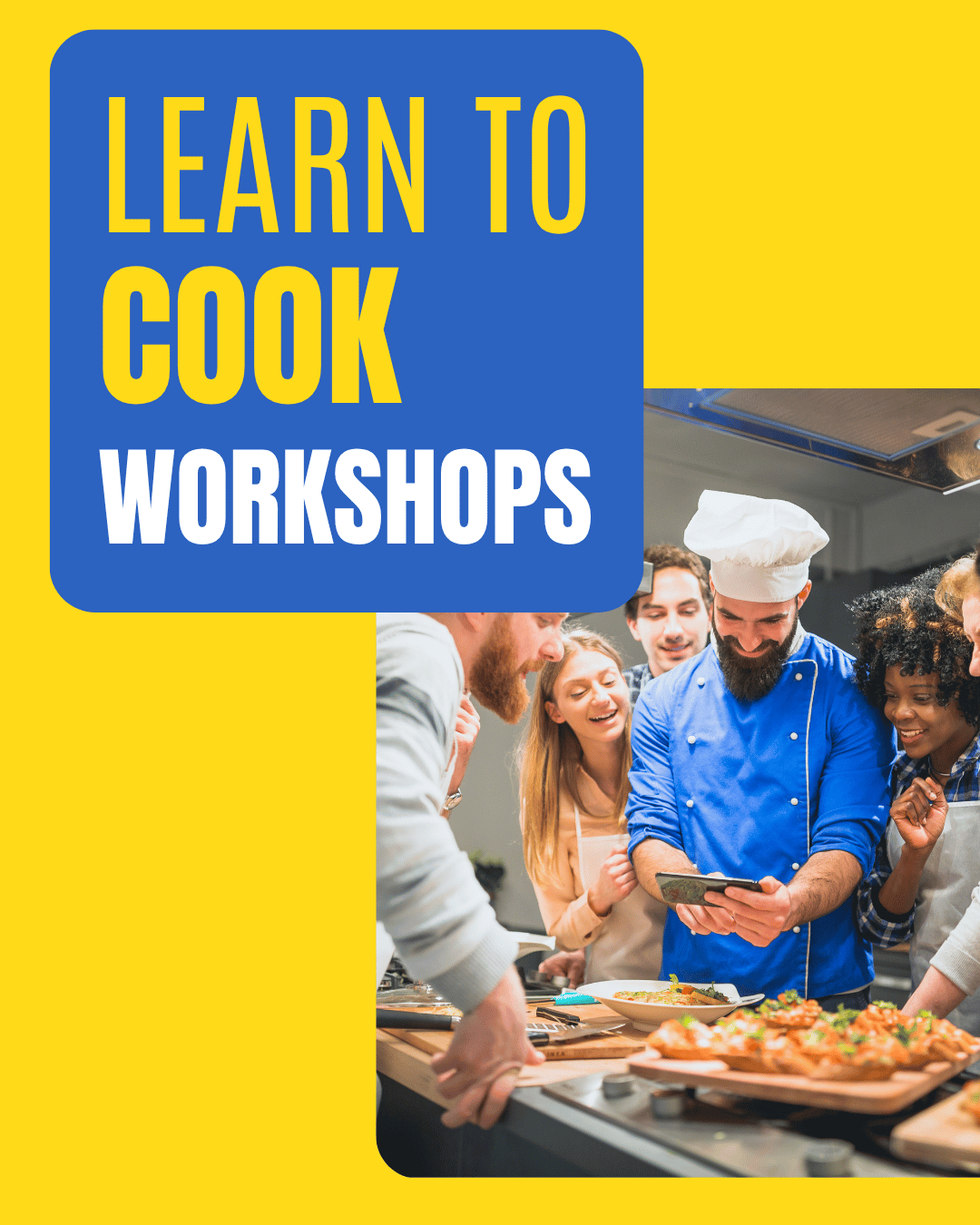 Chef taking photo of food made with students