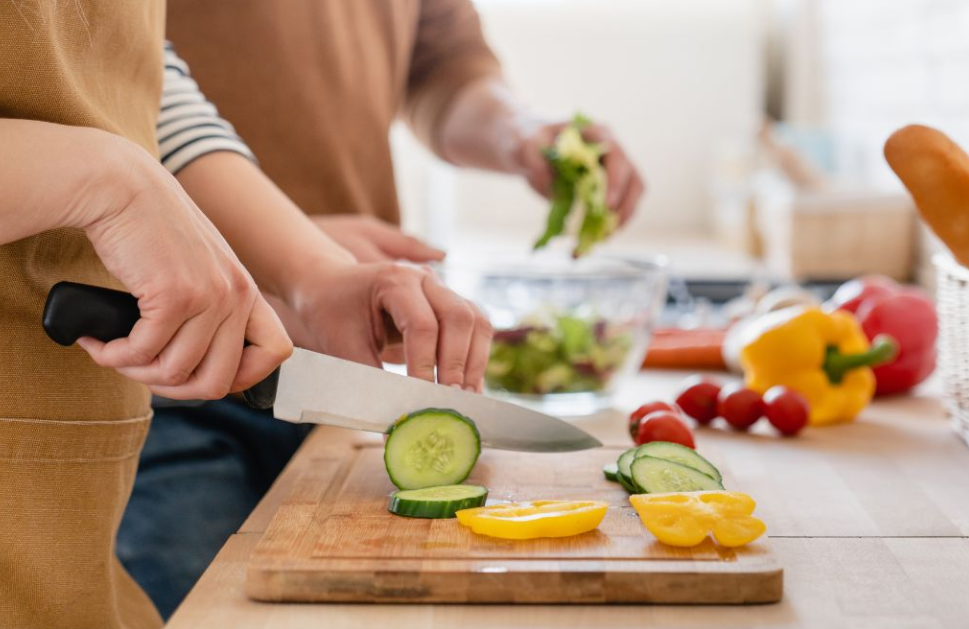 Chopping fresh vegetables