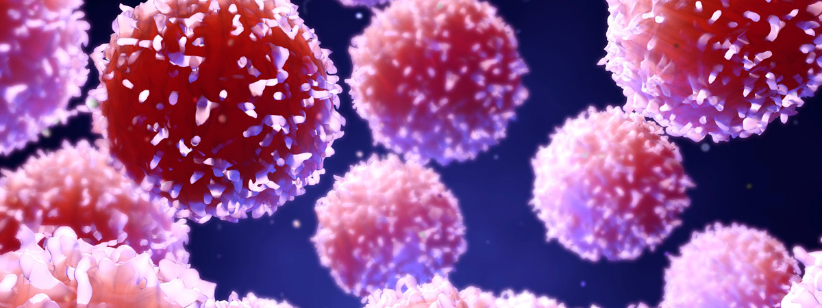 3d illustration lymphocytes, t cells or cancer cells