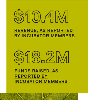 $10.4M revenue, as reported by incubator members / $18.2M funds raised, as reported by incubator members
