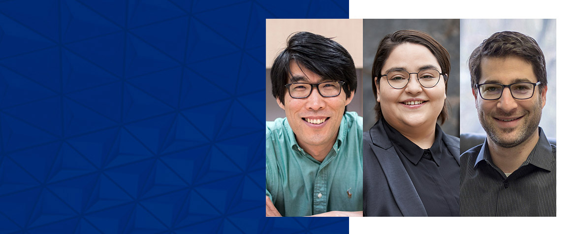 Headshots of professors Dae Kun Hwang, Jas Morgan and Seth Dworkin.