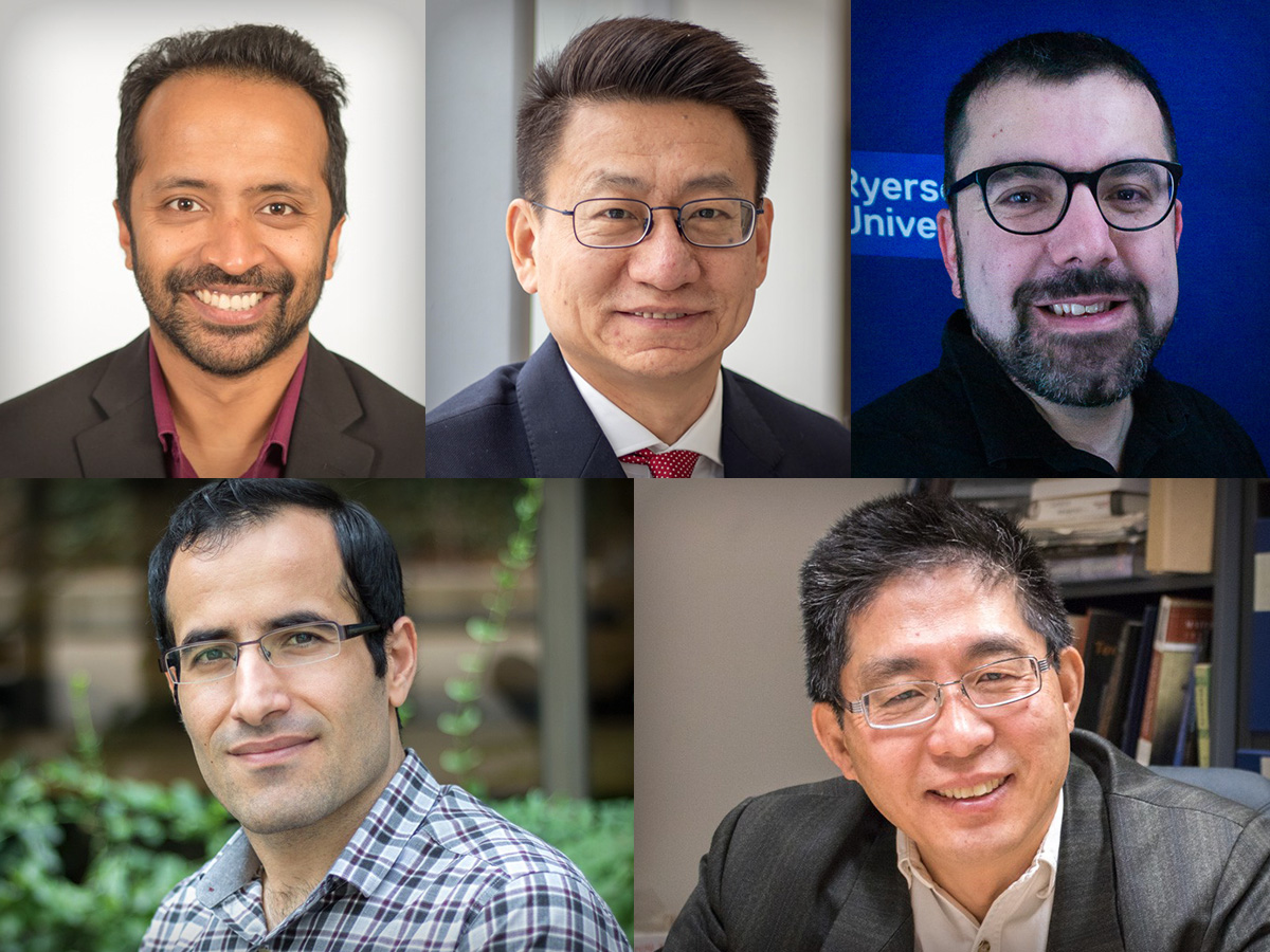 Professors Naimul Khan, Xiao-Ping (Steven) Zhang, Costin Antonescu, Kazem Fayazbakhsh and Fengfeng (Jeff) Xi