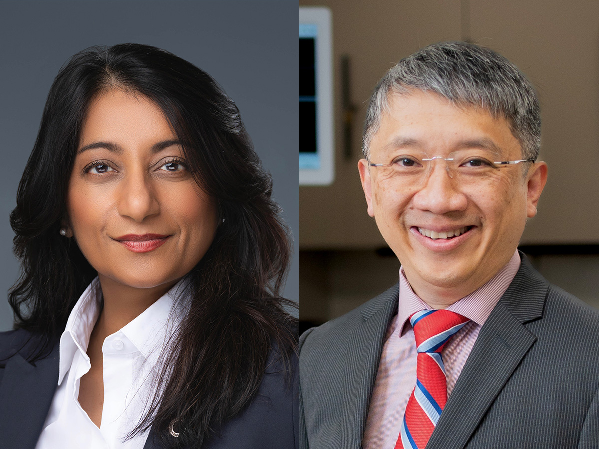Images of Toronto Metropolitan University professors Natasha Rajah and Victor Yang.