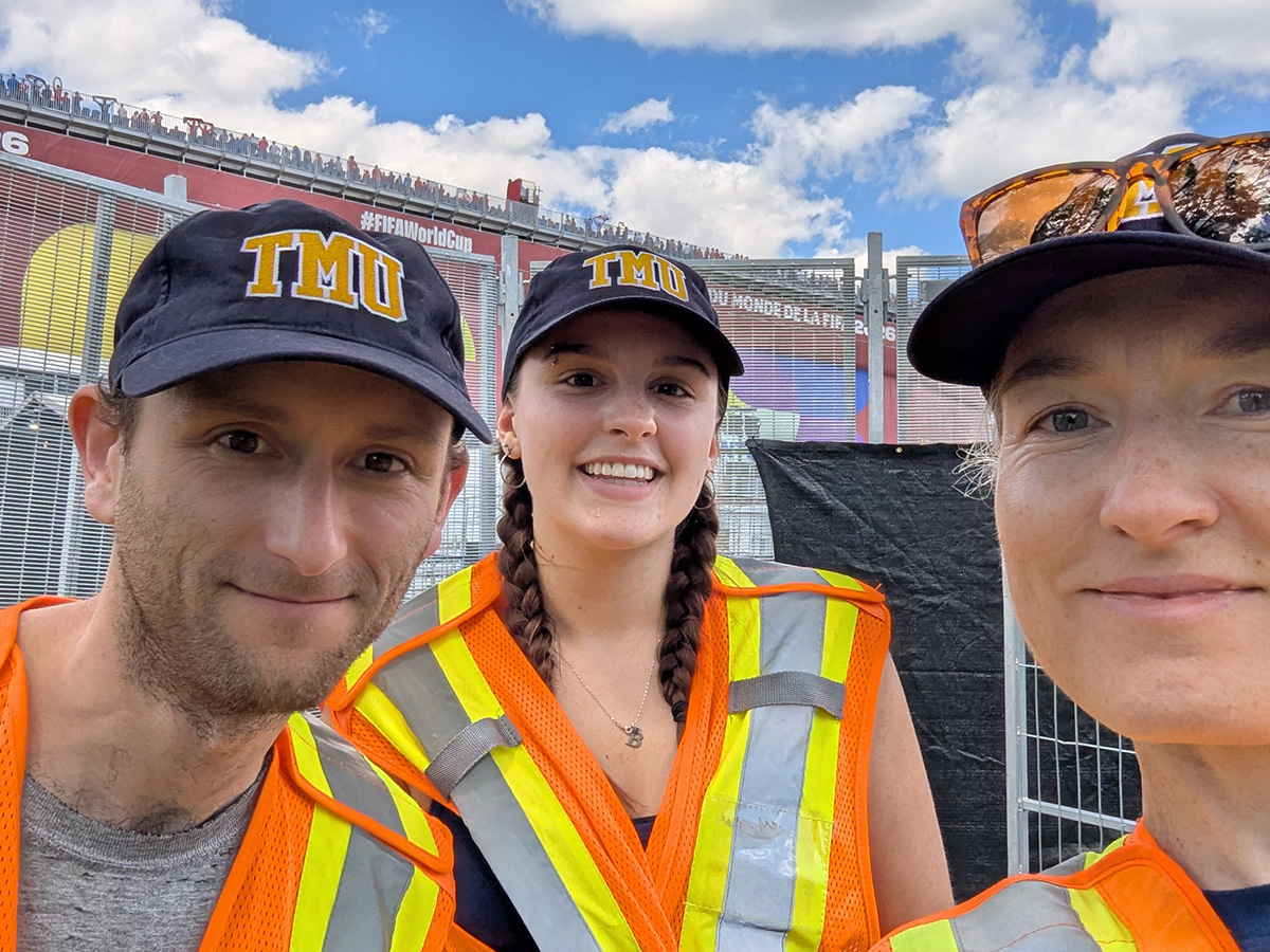 Professor Claire Oswald (right) with team members Simon Dorenbaum (Masters student in Environmental Applied Science and Management) and Brooklyn St. Arnault (Undergraduate student in Geographic Analysis). 