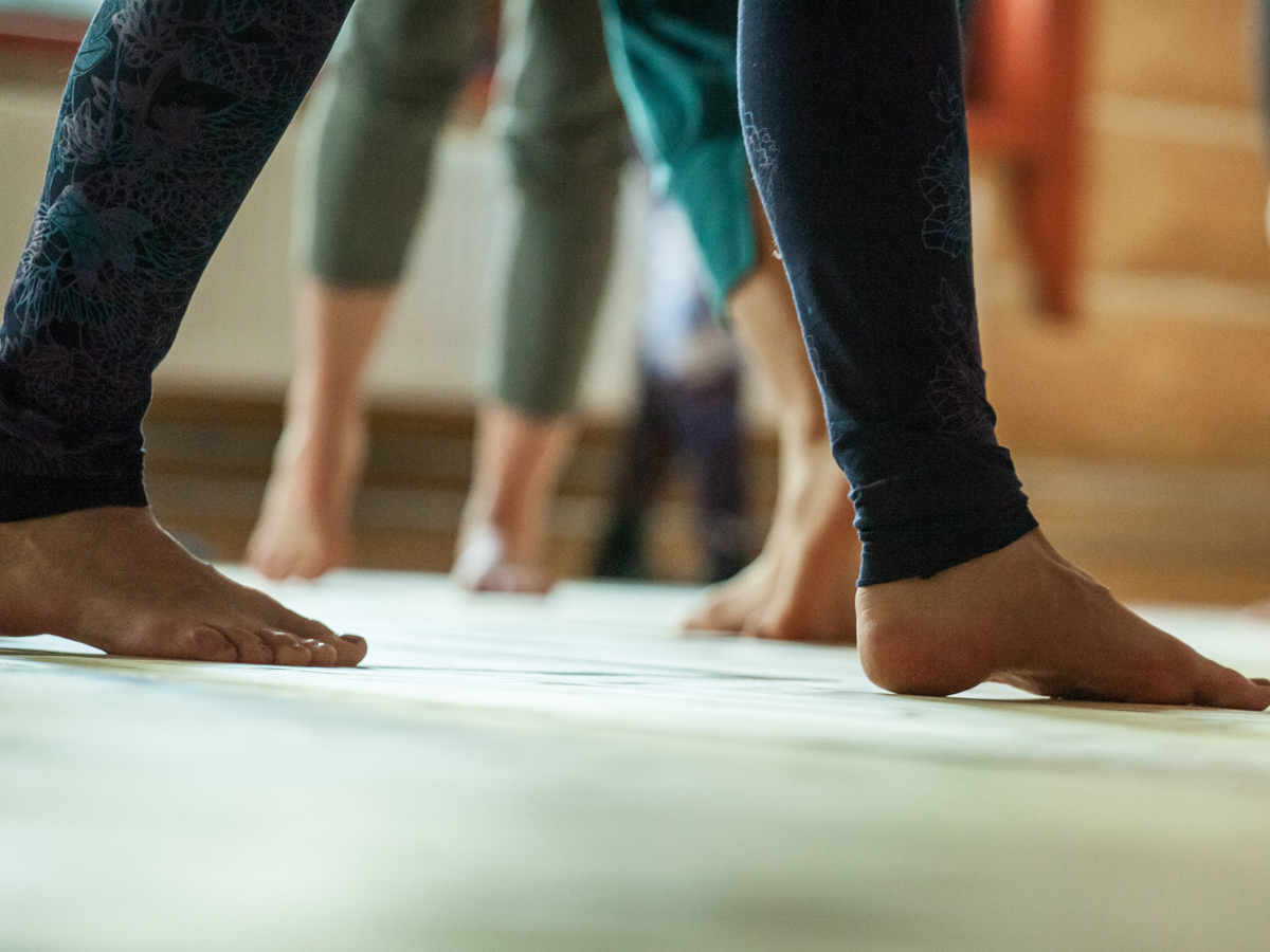 Close up shot of feet belonging to dancers