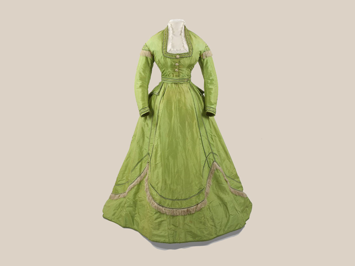 A green, frilly dress