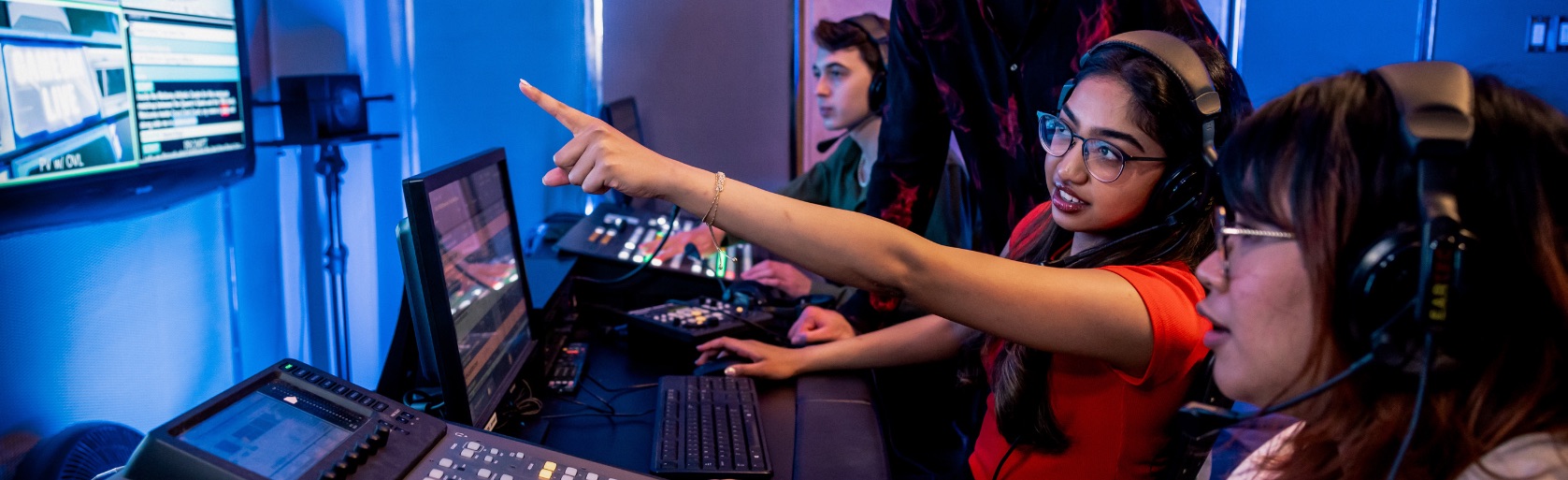Students in production studio