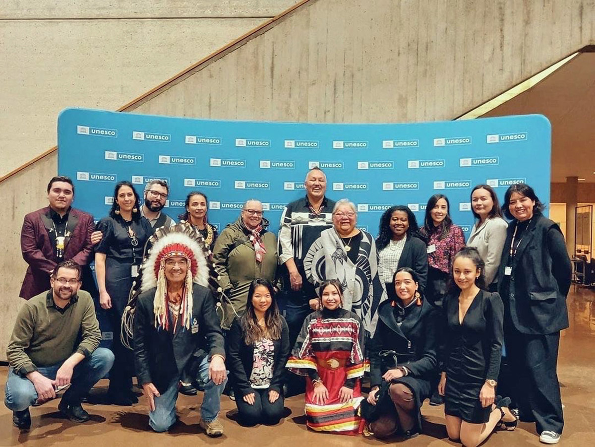 Saagajiwe Indigenous Program Coordinator in Paris, France as part of the Canadian Delegation to attend UNESCO's launch of the International Decade of Indigenous Languages.