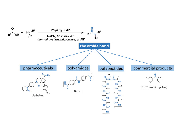 Graphic illustation of the general method for amide synthesis developed in our lab.