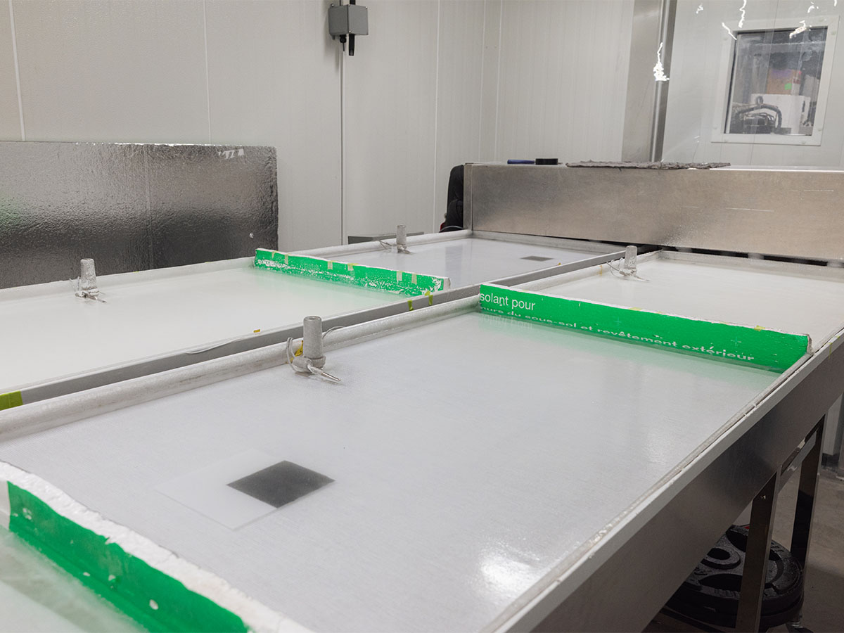 Miniature ice rink inside experimental rink chamber