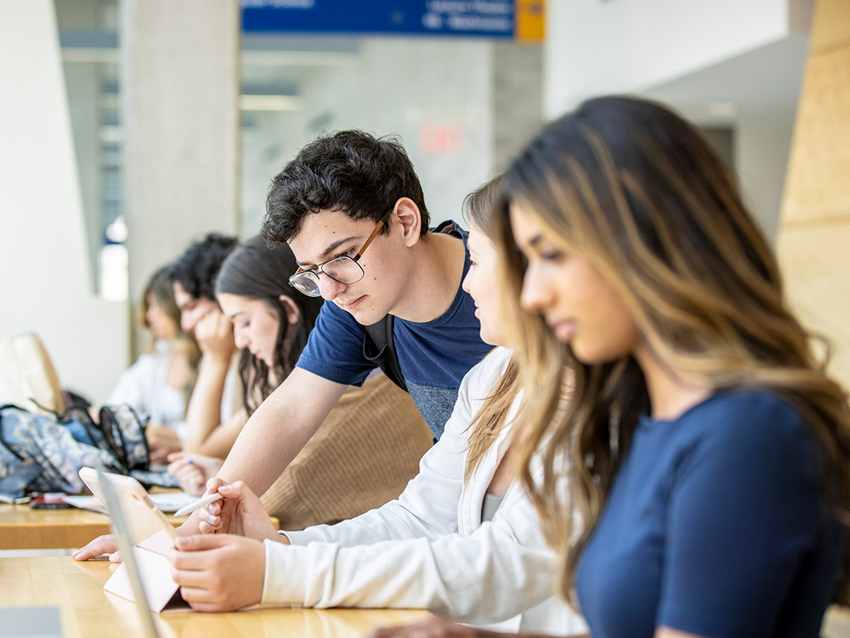 Students at TMU workstations studying